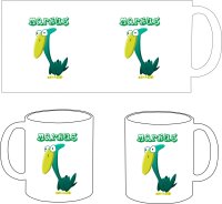 Kunststoff Tasse "Nele" mit Motivdruck Dino Vogel personalisiert