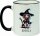 Keramik Tasse "Fynn" mit farbigen Henkel und Motivdruck Halloween Katze und Hexe