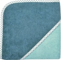 Kapuzenhandtuch für Kinder unisex, mint-grün, Größe ca. 80 x 80 cm, Motiv Nilpferd, Frottee in Baumwolle, bestickt personalisierbar mit Namen