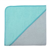 Kapuzenhandtuch für Babys/unisex, türkis-grau, Größe ca. 100 x 100 cm, Motiv Steuerrad, Frottee in Baumwolle, bestickt personalisierbar mit Namen