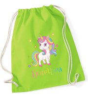 Turnbeutel, Schuhbeutel, Sportbeutel für Kinder, bedruckt Einhorn / Sternen und personalisierbar mit Namen, große Farbauswahl, Kita, Geschenk