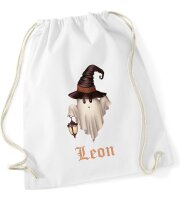 Turnbeutel, Schuhbeutel, Sportbeutel für Kinder, bedruckt mit Nachtgespenst, personalisierbar mit Namen, große Farbauswahl, Kita, Geschenk