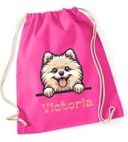 Personalisierter Turnbeutel mit Zwergspitz und Name...