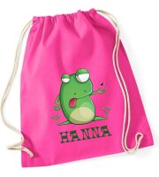 Turnbeutel, Schuhbeutel, Sportbeutel für Kinder, bedruckt Frosch und personalisierbar mit Namen, große Farbauswahl, Kita, Geschenk
