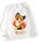 Turnbeutel, Schuhbeutel, Sportbeutel für Kinder, bedruckt Fuchs/ Blume und personalisierbar mit Namen, große Farbauswahl, Kita, Geschenk