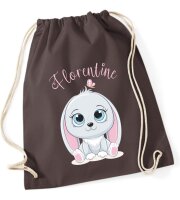 Personalisierter Turnbeutel mit Hase und Name f&uuml;r...