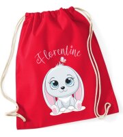 Personalisierter Turnbeutel mit Hase und Name für Kinder, Mädchen und Jungs, große Farbauswahl, Schuhbeutel zum Zuziehen, ideal als Geschenk