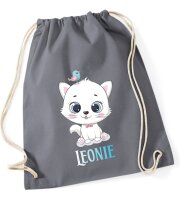 Turnbeutel, Schuhbeutel, Sportbeutel für Kinder, bedruckt Kätzchen und personalisierbar mit Namen, große Farbauswahl, Kita, Geschenk