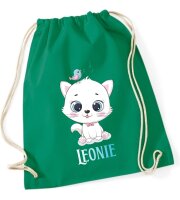Turnbeutel, Schuhbeutel, Sportbeutel für Kinder, bedruckt Kätzchen und personalisierbar mit Namen, große Farbauswahl, Kita, Geschenk