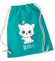Turnbeutel, Schuhbeutel, Sportbeutel für Kinder, bedruckt Kätzchen und personalisierbar mit Namen, große Farbauswahl, Kita, Geschenk
