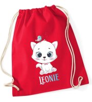 Turnbeutel, Schuhbeutel, Sportbeutel für Kinder, bedruckt Kätzchen und personalisierbar mit Namen, große Farbauswahl, Kita, Geschenk