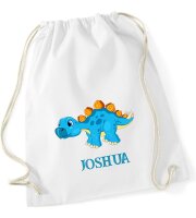 Turnbeutel, Schuhbeutel, Sportbeutel für Kinder, bedruckt Dinosaurier und personalisierbar mit Namen, große Farbauswahl, Kita, Geschenk