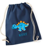 Turnbeutel, Schuhbeutel, Sportbeutel für Kinder, bedruckt Dinosaurier und personalisierbar mit Namen, große Farbauswahl, Kita, Geschenk