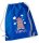 Turnbeutel, Schuhbeutel, Sportbeutel für Kinder, bedruckt mit Nilpferd / Herzen und personalisierbar mit Namen, große Farbauswahl, Kita, Geschenk