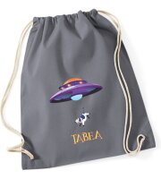 Turnbeutel, Schuhbeutel, Sportbeutel für Kinder, bedruckt Ufo und personalisierbar mit Namen, große Farbauswahl, Kita, Geschenk