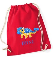 Turnbeutel, Schuhbeutel, Sportbeutel für Kinder, bedruckt Dinosaurier und personalisierbar mit Namen, große Farbauswahl, Kita, Geschenk