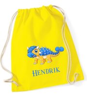 Turnbeutel, Schuhbeutel, Sportbeutel für Kinder, bedruckt Dinosaurier und personalisierbar mit Namen, große Farbauswahl, Kita, Geschenk