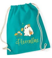 Turnbeutel, Schuhbeutel, Sportbeutel Kinder, bedruckt mit Gespenst, personalisierbar Namen, große Farbauswahl, Kita, Geschenk, Martinstag