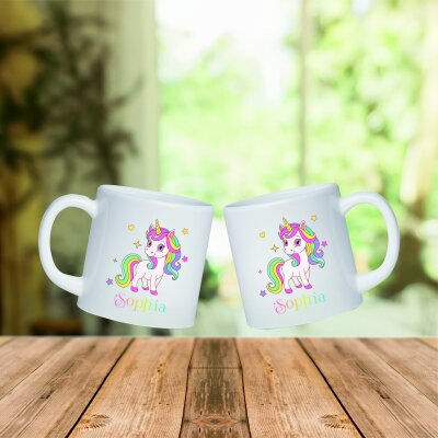 Kunststoff Tasse "Nele" mit Motivdruck Einhorn