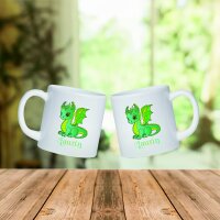 Kunststoff Tasse Grüner Drache für Kinder mit...