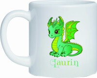 Kunststoff Tasse Grüner Drache für Kinder mit Namen