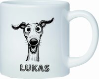 Kunststoff Tasse Crazy Dog Niedlicher Hund für Kinder mit Namen