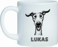 Kunststoff Tasse Crazy Dog Niedlicher Hund für Kinder mit Namen