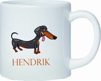 Kunststoff Tasse Dackel Niedlicher Hund für Kinder mit Namen