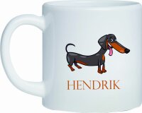 Kunststoff Tasse Dackel Niedlicher Hund für Kinder mit Namen