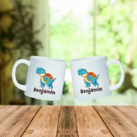 Kunststoff Tasse Dino blau orange für Kinder...