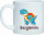 Kunststoff Tasse Dino blau orange für Kinder Schulanfang mit Namen