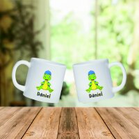 Kunststoff Tasse Dino grün gelb für Kinder...
