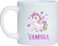 Kunststoff Tasse weiß Einhorn für Kinder Mädchen Jungen mit Namen personalisiert