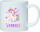 Kunststoff Tasse weiß Einhorn für Kinder Mädchen Jungen mit Namen personalisiert