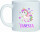 Kunststoff Tasse weiß Einhorn für Kinder Mädchen Jungen mit Namen personalisiert
