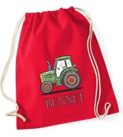 Turnbeutel, Schuhbeutel, Sportbeutel für Kinder, bedruckt Trecker und personalisierbar mit Namen, große Farbauswahl, Kita, Geschenk