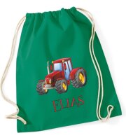 Turnbeutel, Schuhbeutel, Sportbeutel für Kinder, bedruckt Traktor und personalisierbar mit Namen, große Farbauswahl, Kita, Geschenk