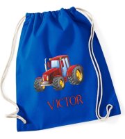 Turnbeutel, Schuhbeutel, Sportbeutel für Kinder, bedruckt Traktor und personalisierbar mit Namen, große Farbauswahl, Kita, Geschenk