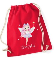 Turnbeutel, Schuhbeutel, Sportbeutel für Kinder, bedruckt Fee / Sterne und personalisierbar mit Namen, große Farbauswahl, Kita, Geschenk