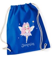 Turnbeutel, Schuhbeutel, Sportbeutel für Kinder, bedruckt Fee / Sterne und personalisierbar mit Namen, große Farbauswahl, Kita, Geschenk
