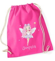 Turnbeutel, Schuhbeutel, Sportbeutel für Kinder, bedruckt Fee / Sterne und personalisierbar mit Namen, große Farbauswahl, Kita, Geschenk
