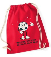 Turnbeutel, Schuhbeutel, Sportbeutel für Kinder, bedruckt Fußball und personalisierbar mit Namen, große Farbauswahl, Kita, Geschenk