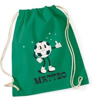 Turnbeutel, Schuhbeutel, Sportbeutel für Kinder, bedruckt Fußball und personalisierbar mit Namen, große Farbauswahl, Kita, Geschenk