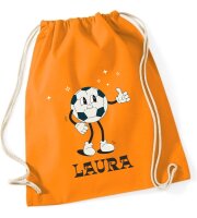 Turnbeutel, Schuhbeutel, Sportbeutel für Kinder, bedruckt Fußball und personalisierbar mit Namen, große Farbauswahl, Kita, Geschenk