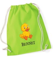 Turnbeutel, Schuhbeutel, Sportbeutel für Kinder, bedruckt Entchen und personalisierbar mit Namen, große Farbauswahl, Kita, Geschenk