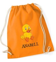 Turnbeutel, Schuhbeutel, Sportbeutel für Kinder, bedruckt Entchen und personalisierbar mit Namen, große Farbauswahl, Kita, Geschenk