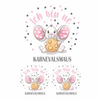 B&uuml;gelbilder Karnevalsmaus - Textil Aufb&uuml;gler