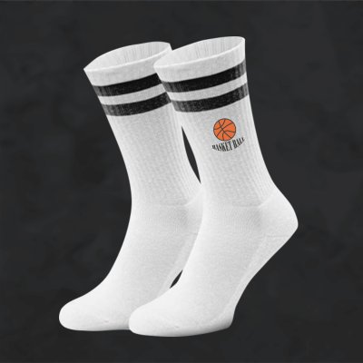 Socken mit Motivdruck Basketball - Sport Socken - Fitness - Bio-Baumwolle - Strümpfe für den Verein - individuell bedruckt