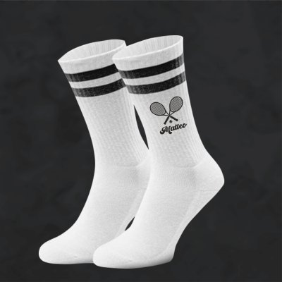 Personalisierte Socken - mit deinem Namen, Geschenk für Tennis Spieler  - Weiße Sport Socken - Vereinssocken - Bio-Baumwolle - Unisex