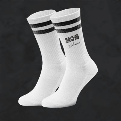 MOM Socken - Mütter Design - Bio-Baumwolle - Socken individuell mit Namen bedruckt - Strümpfe für Geburtstag oder Muttertag